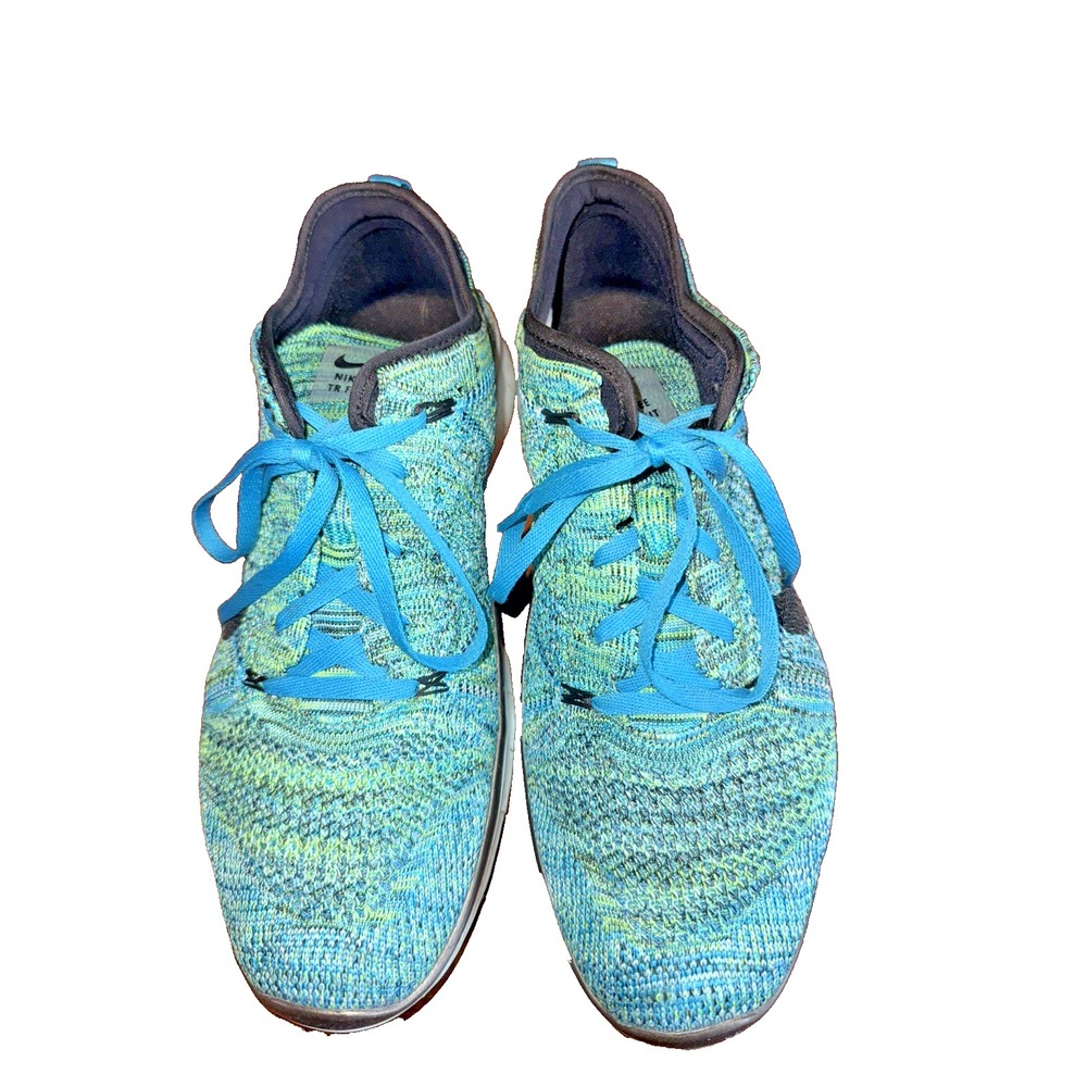 Nike Free TR Flyknit Training Shoes - Women Size‎ 10.5 Green Blue Athletic Shoes